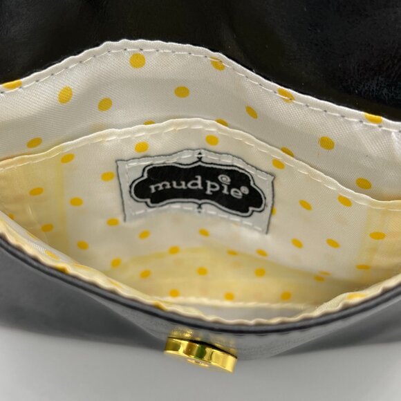 Mudpie brand bag, small black faux leather with gold studs and gold chain strap - Picture 4 of 4